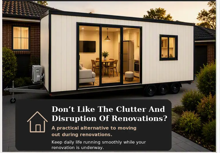 Portable kitchen and living pod for hire in Perth